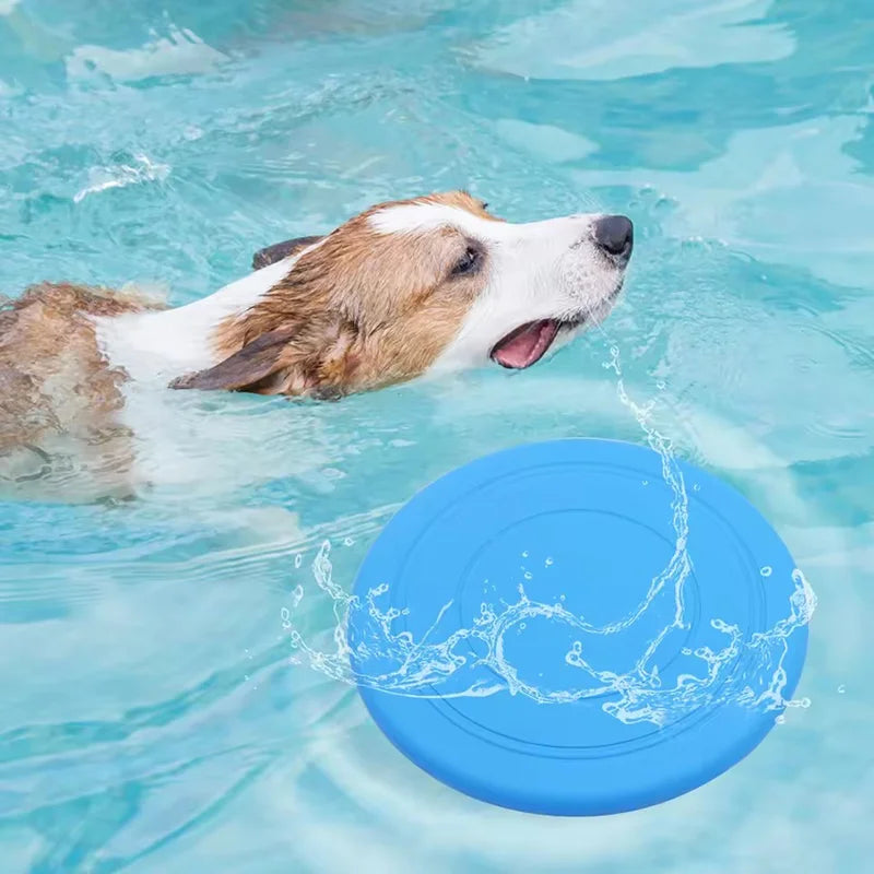 Durable Chewable Pet Training Frisbee Toy Tear Resistant Soft Rubber Flying Fetch
