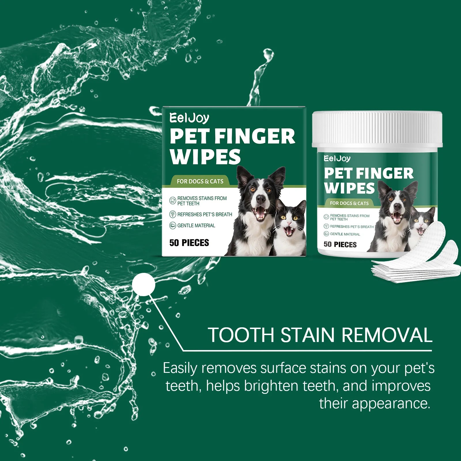 Pet Teeth Cleaning Wipes Cleans Food Residues in Teeth Gaps Eliminates Bad