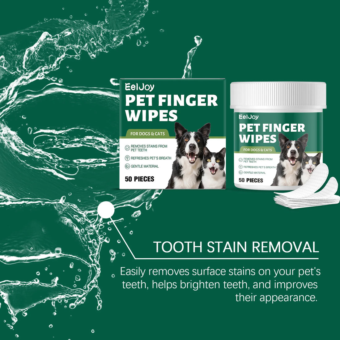 Pet Teeth Cleaning Wipes Cleans Food Residues in Teeth Gaps Eliminates Bad