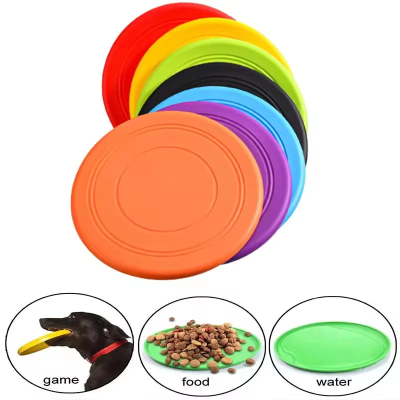 Durable Chewable Pet Training Frisbee Toy Tear Resistant Soft Rubber Flying Fetch
