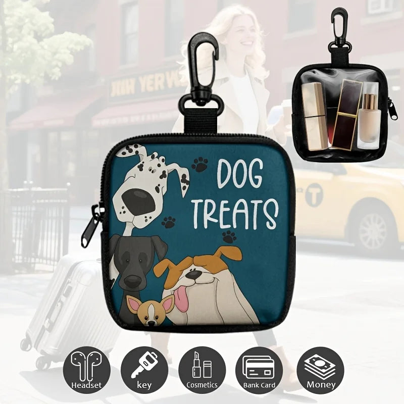 Dog Print Dog Treat Bag with Hook and Zipper Pet Training Set Puppy Pet