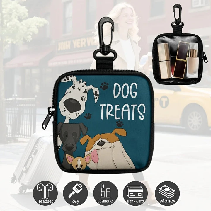 Dog Print Dog Treat Bag with Hook and Zipper Pet Training Set Puppy Pet