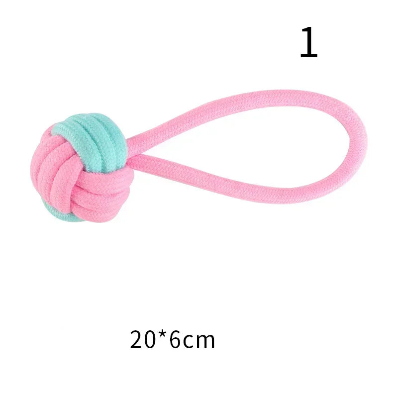 JUSTINLAU Pet Toys Anti-bite Teeth Cleaning Toys Pink Blue Mini Ball Cotton