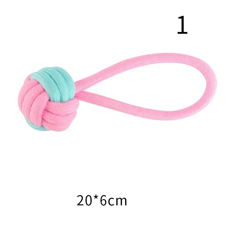 JUSTINLAU Pet Toys Anti-bite Teeth Cleaning Toys Pink Blue Mini Ball Cotton