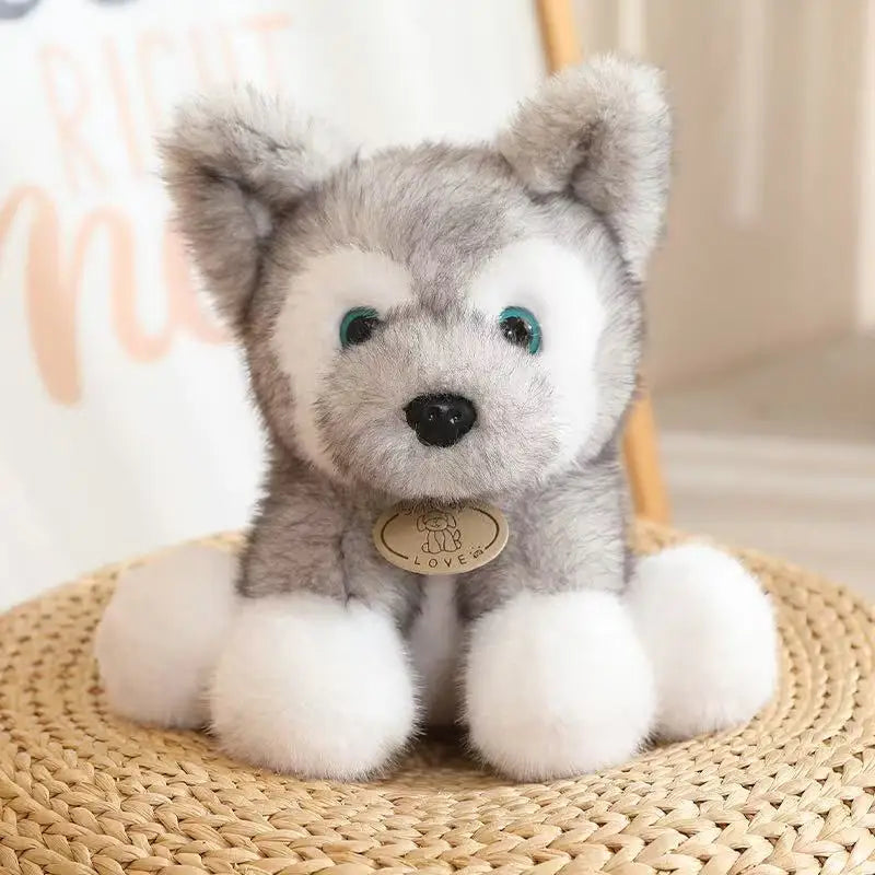 Cuddly Sitting Little Wolf Dog Plush Toys Soft Fluffy Husky Puppy Doll