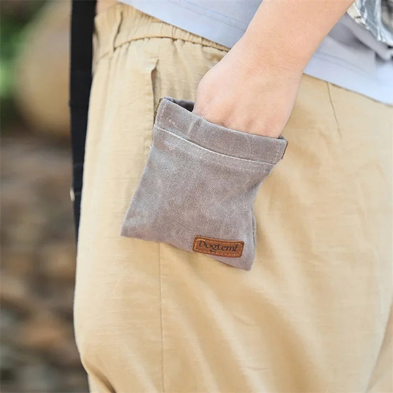 Walking Dog Snack Pocket with Carabiner Hands Free Pet Treat Bag Waist Pack