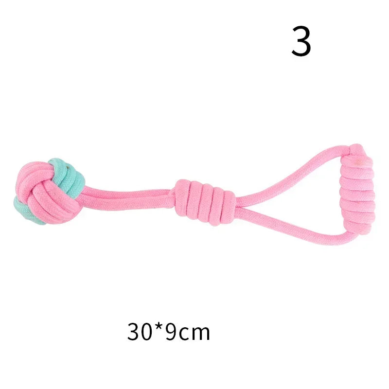 JUSTINLAU Pet Toys Anti-bite Teeth Cleaning Toys Pink Blue Mini Ball Cotton