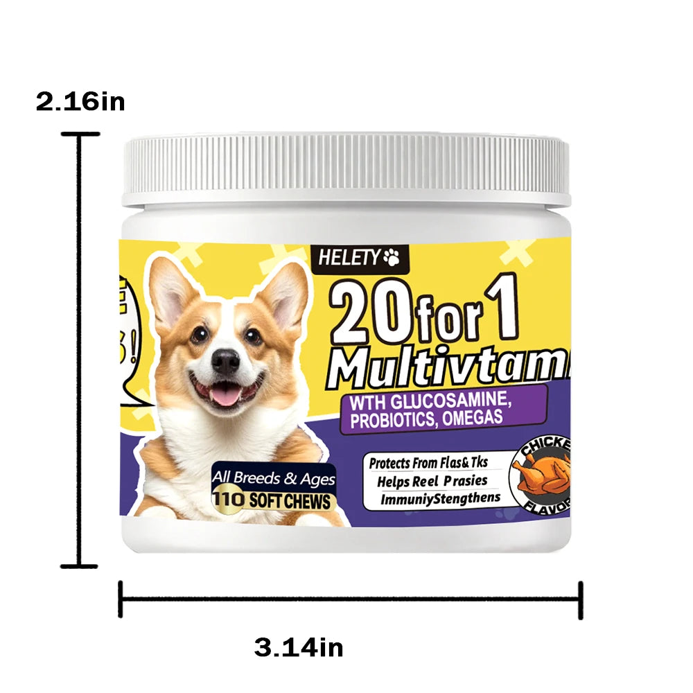 20-in-1 Dog Multivitamin Soft Chews Skin Coat Immune Gut Health for Dogs