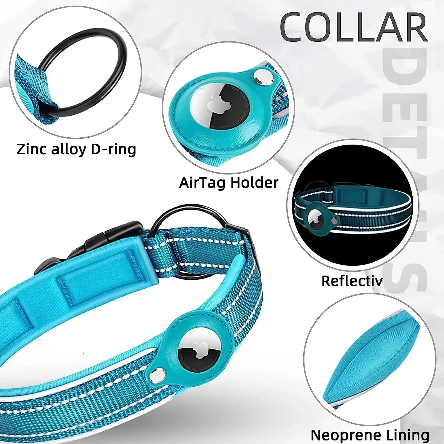 New For Apple Pet Dog Collar Anti-Lost Reflective Protective Tracker Dog Collar