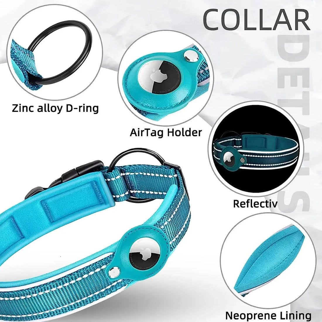 New For Apple Pet Dog Collar Anti-Lost Reflective Protective Tracker Dog Collar