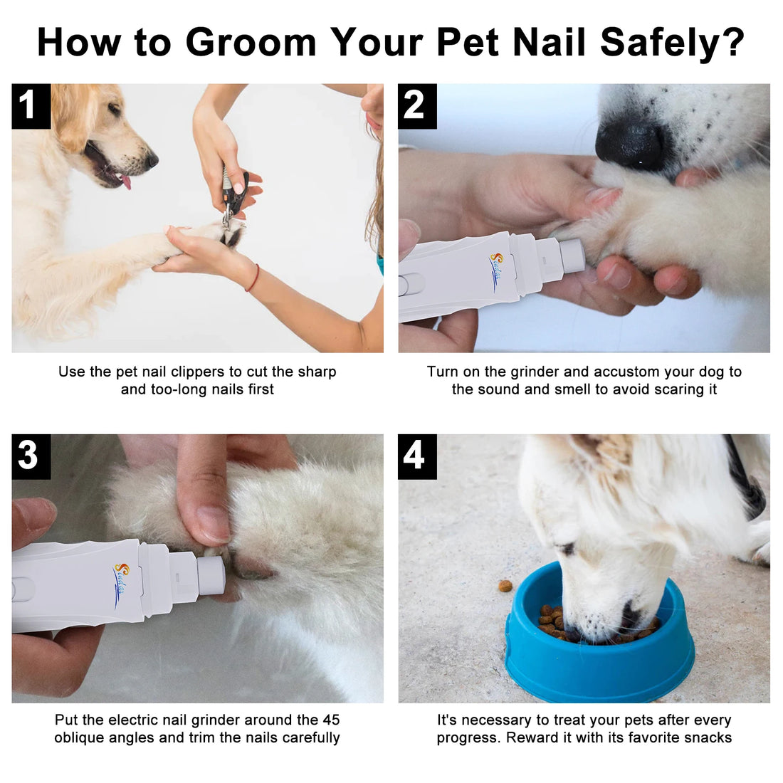 Dog Nail Grinder USB Rechargeable Electric Pet Paws Clipper Trimmer Dog
