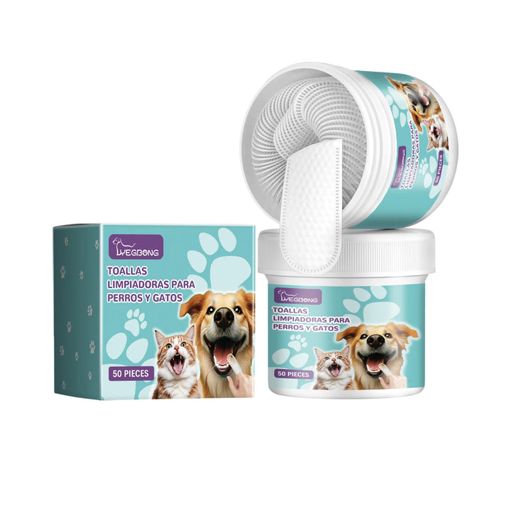 Yegbong Pet Teeth Finger Wipes Tartar Removal Oral Stain Cleaning Tooth