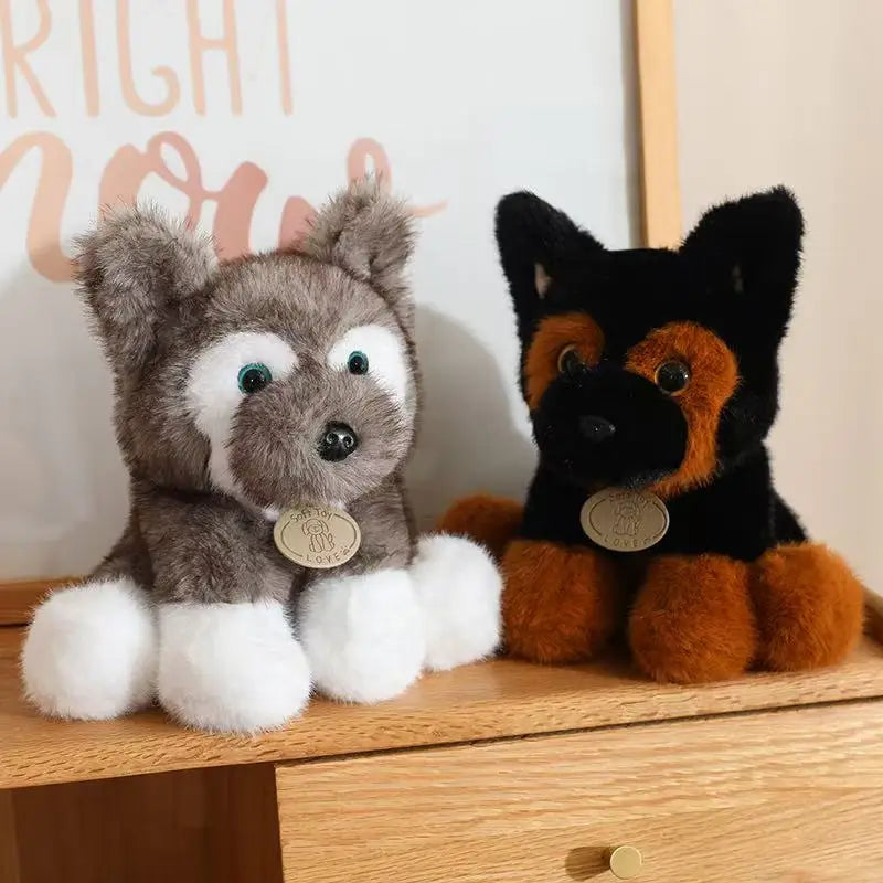 Cuddly Sitting Little Wolf Dog Plush Toys Soft Fluffy Husky Puppy Doll
