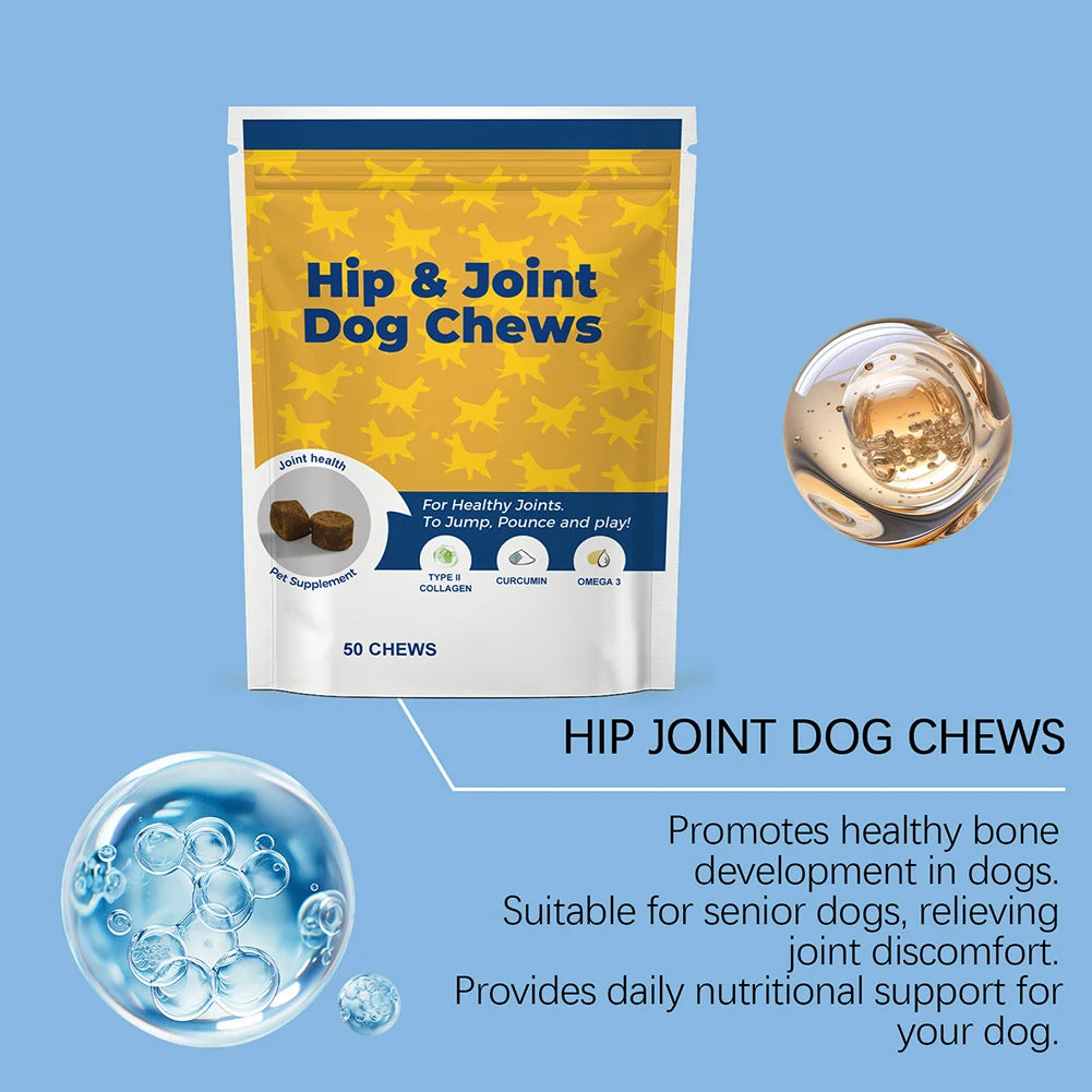 50 Counts Hip & Joint Supplement for Dogs Joint Chews Collagen Health