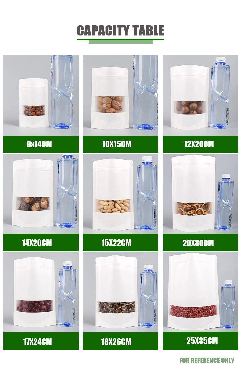 White Kraft Paper Frosted Window Bag Waterproof Nut Pet Snack