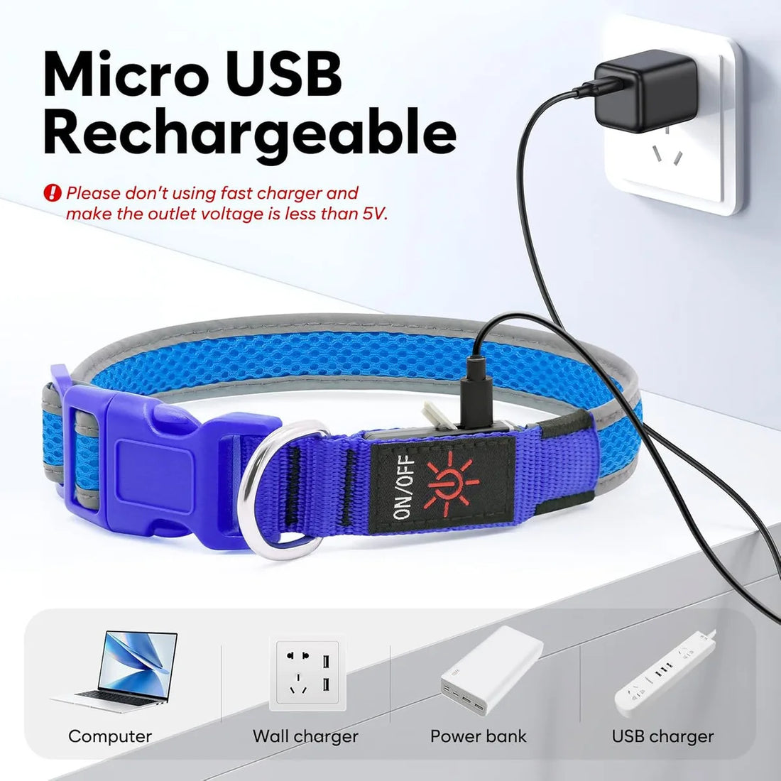 Adjustable Comfortable Soft Mesh Safety Collar Dogs, Colorful Lights for Nighttime