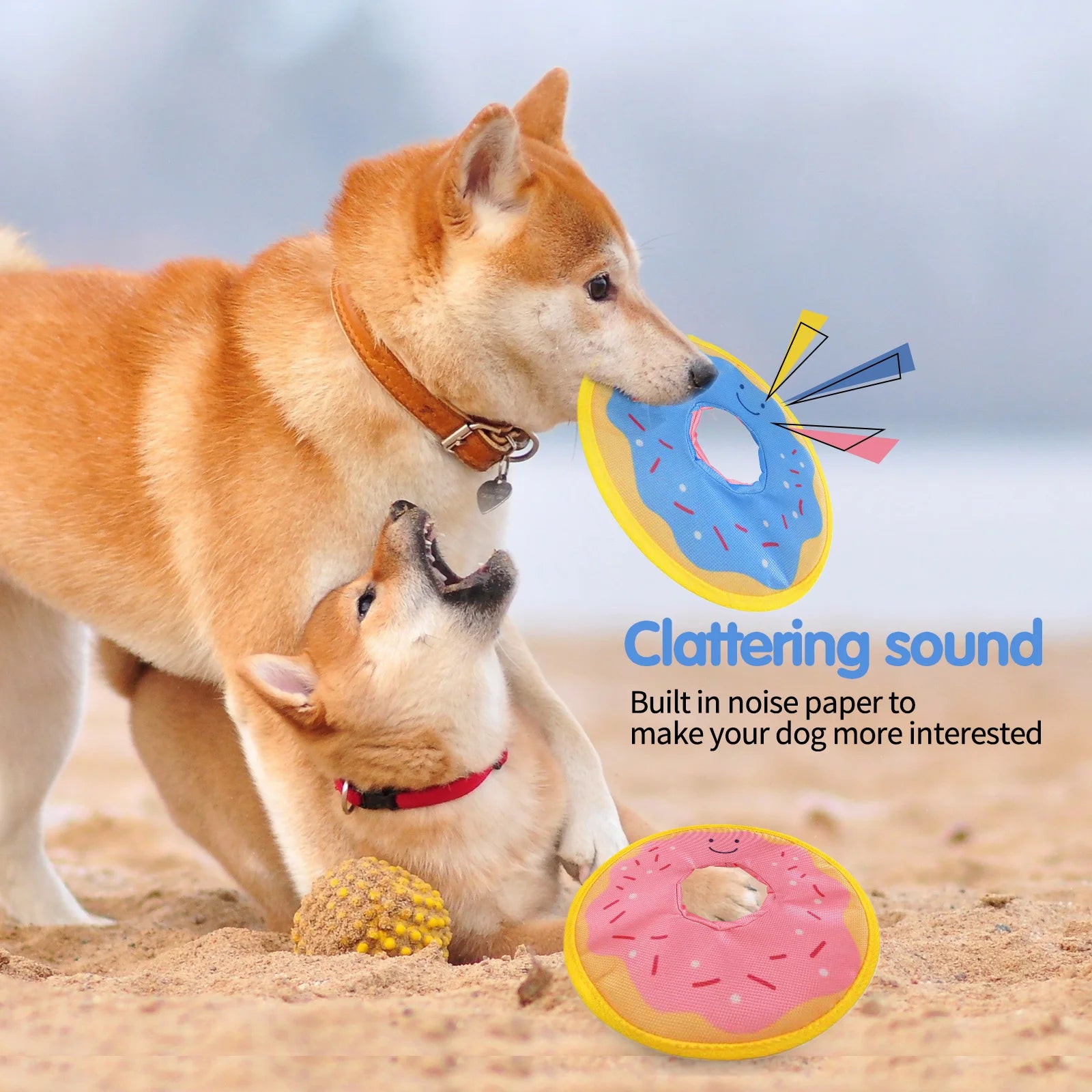 Dog donuts, noisy paper toys, outdoor interactive, squeaking sound dogs