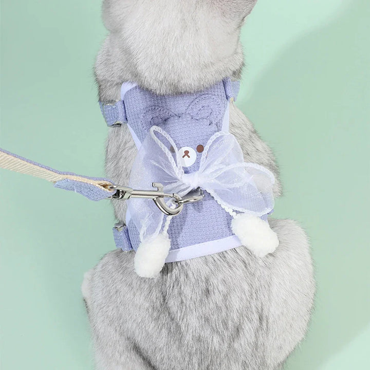 Cute Bow Pet Harness Undershirt Style Pet Leash Adjustable Leash Pets Harness