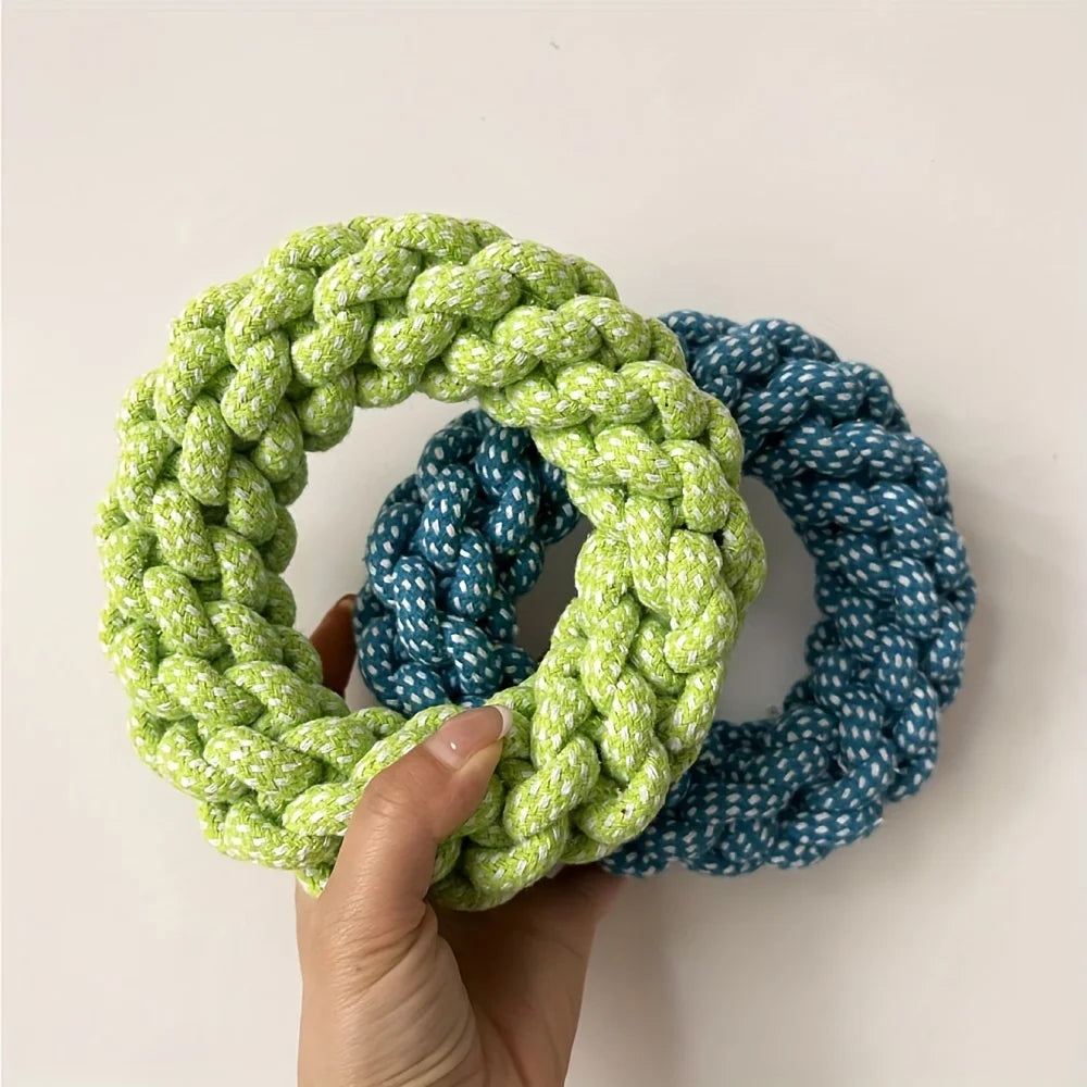 1Pcs Durable Rope Dog Chew Toys-Twisted Ring Design for Teeth Cleaning