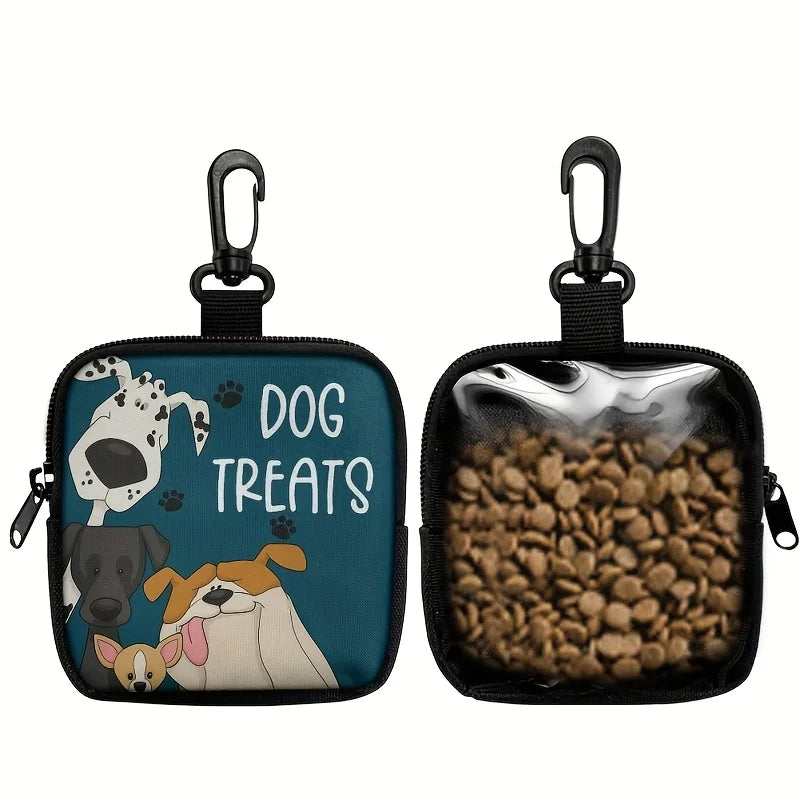Dog Print Dog Treat Bag with Hook and Zipper Pet Training Set Puppy Pet