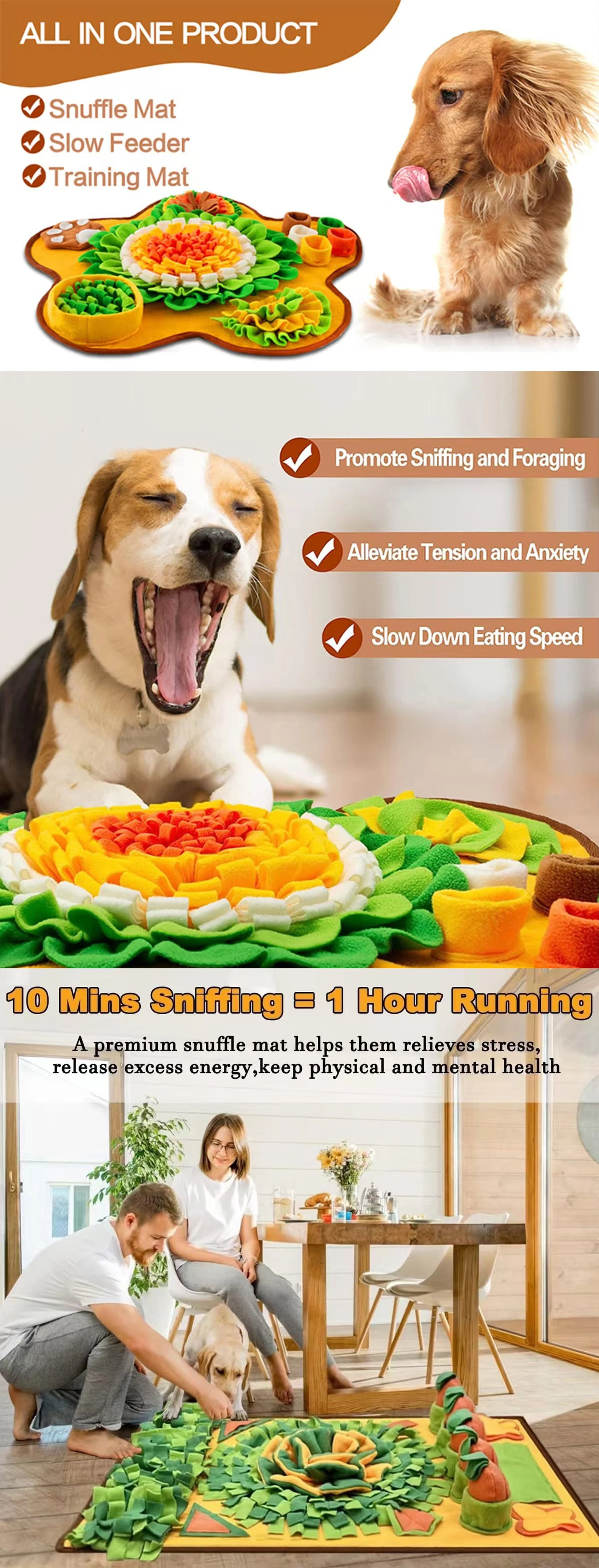 Pet Sniffing Mat Indoor Dog Walking Dog Cat Foraging Toy Dog Stress Relief Puzzle