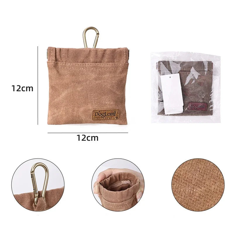 Walking Dog Snack Pocket with Carabiner Hands Free Pet Treat Bag Waist Pack