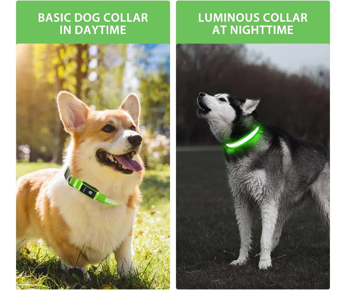 Adjustable Comfortable Soft Mesh Safety Collar Dogs, Colorful Lights for Nighttime