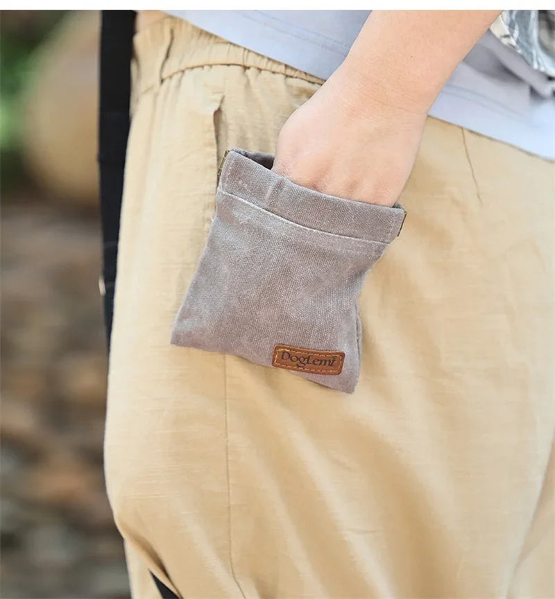 Walking Dog Snack Pocket with Carabiner Hands Free Pet Treat Bag Waist Pack