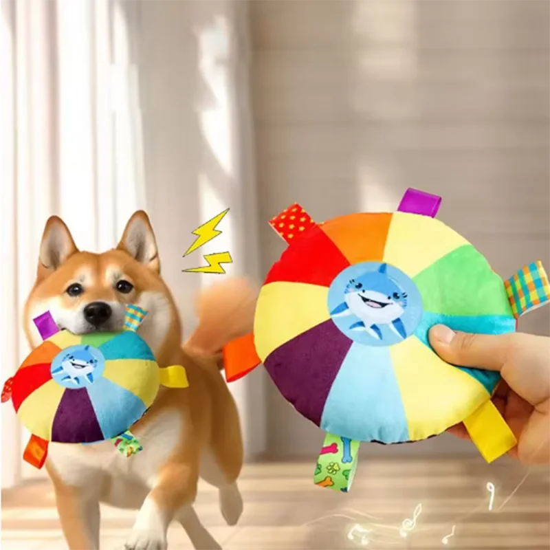 Popular new dog plush bell toy cute cartoon shaped grinding teeth pet toy