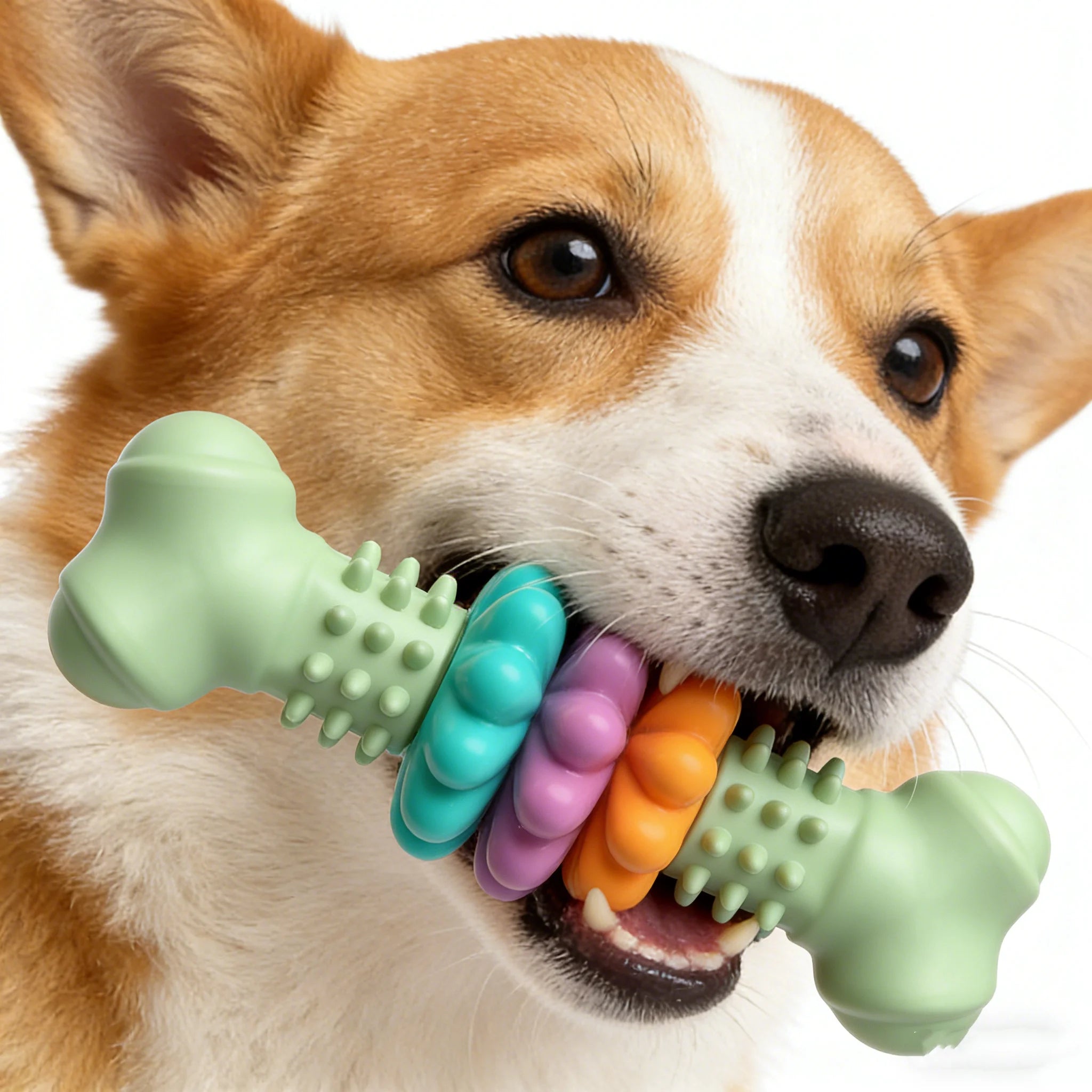 Bite Resistant Dog Chew Toy - Sturdy Rubber Toothbrush Bone Puppies