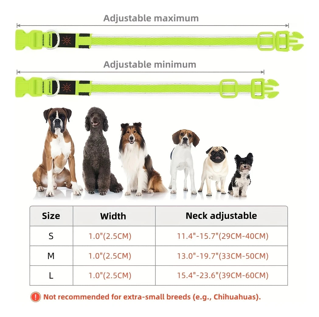 Adjustable Comfortable Soft Mesh Safety Collar Dogs, Colorful Lights for Nighttime