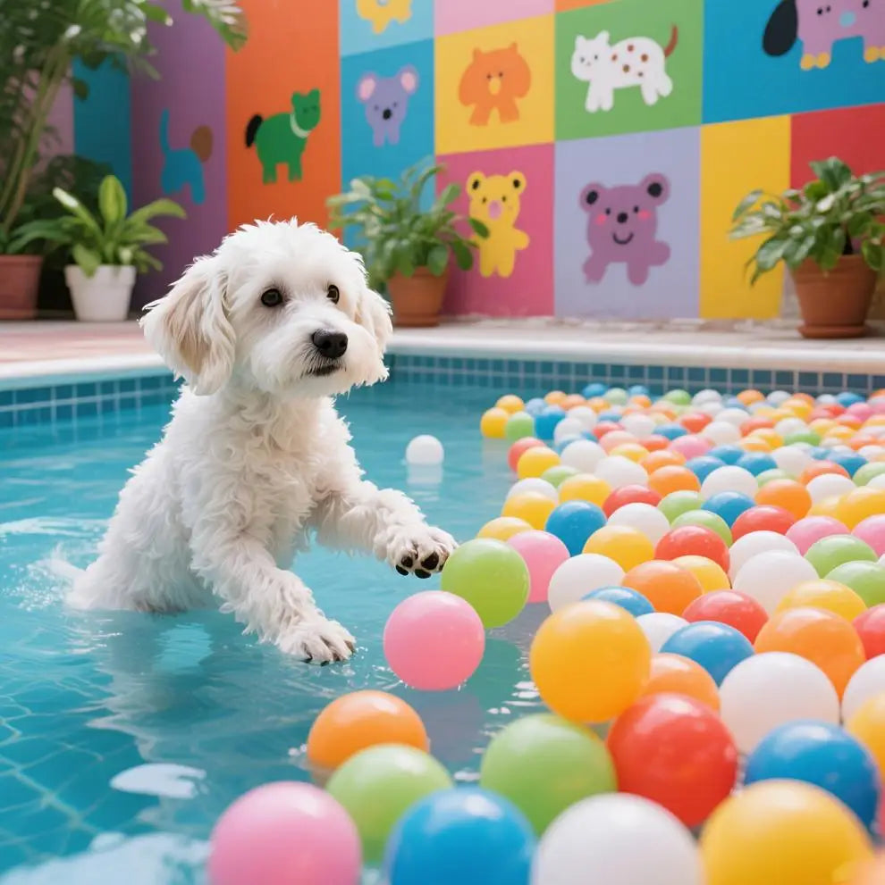 Dog Toys Balls with Storage Bag 7 Bright Colors Crush Proof Great Play Toys