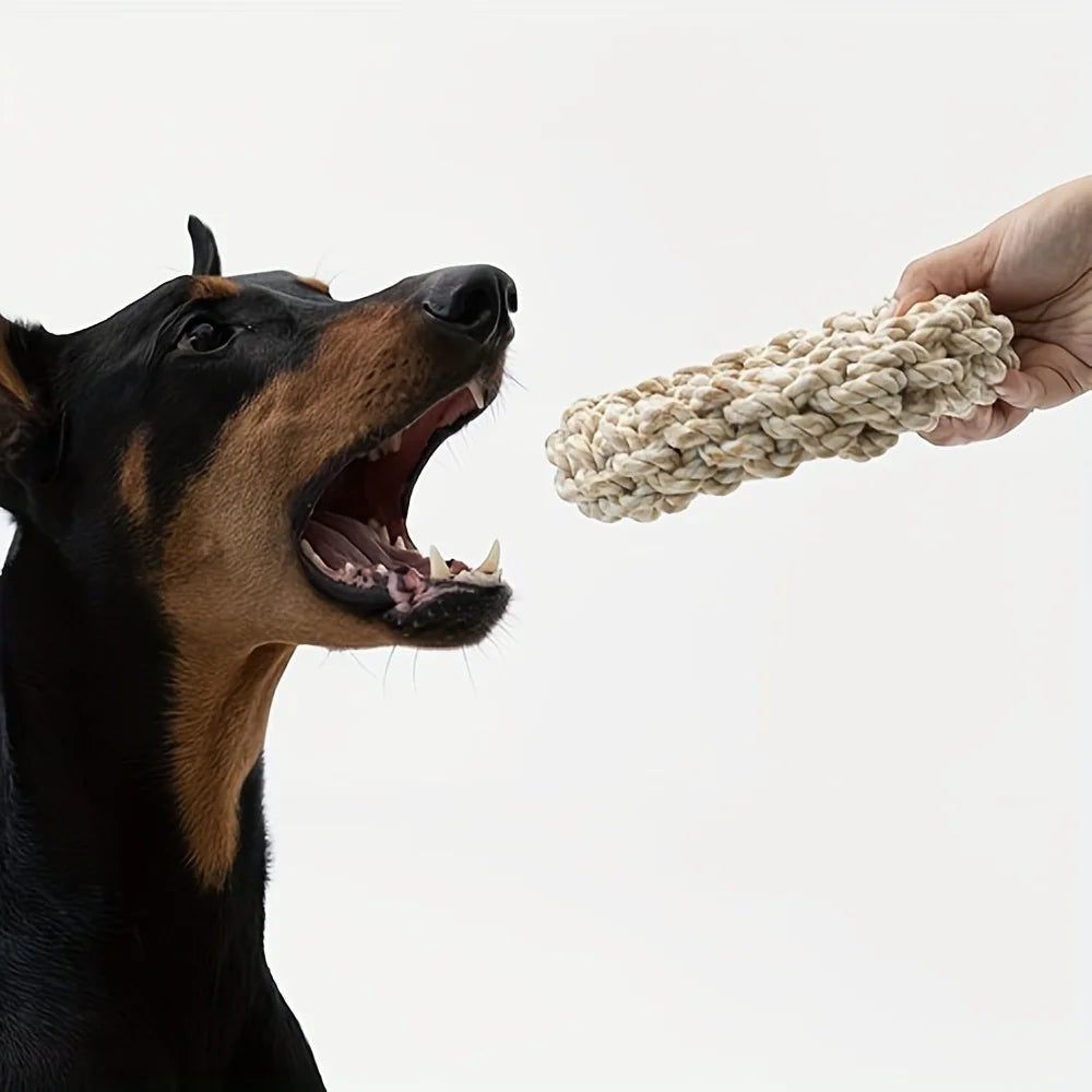 1Pcs Durable Rope Dog Chew Toys-Twisted Ring Design for Teeth Cleaning