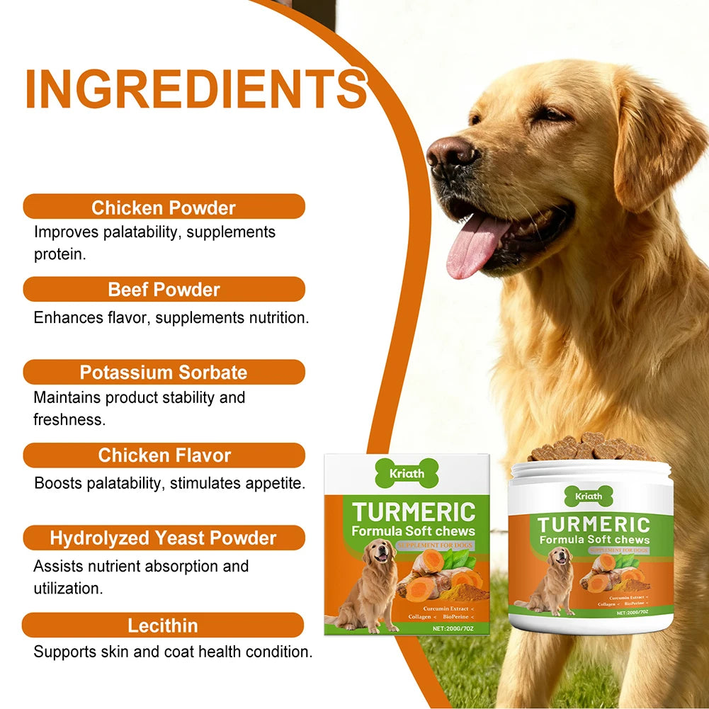 200g Organic-Turmeric Soft Chews For Dogs Absorption Natural  Supplement