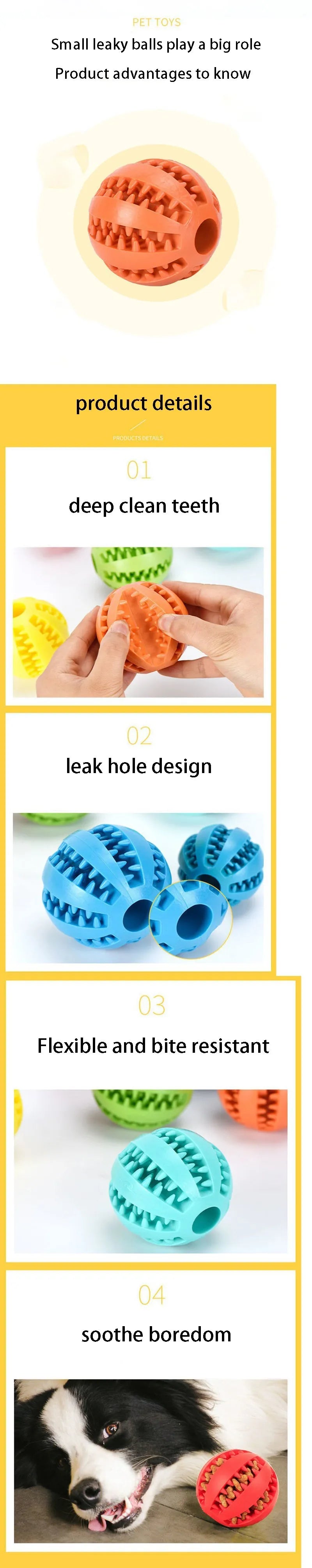 Rubber Pet Dog Toys Dog Chew Toys Tooth Cleaning Treat Ball Extra-tough Ball