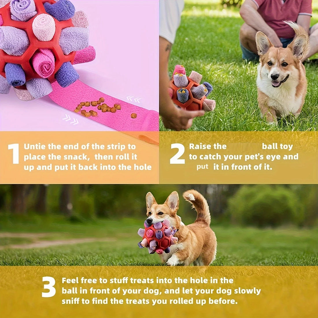 1pcs Interactive Dog Toy - Sniffing Ball for Hiding Treats - Rubber Puzzle Ball
