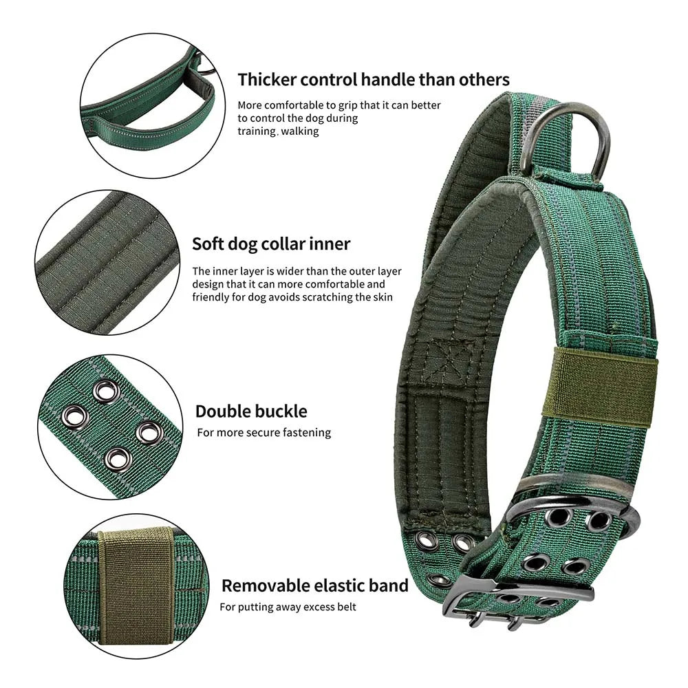 Heavy Duty Double Buckle Design Tactical Dog Collar - Military Grade Dog Collar