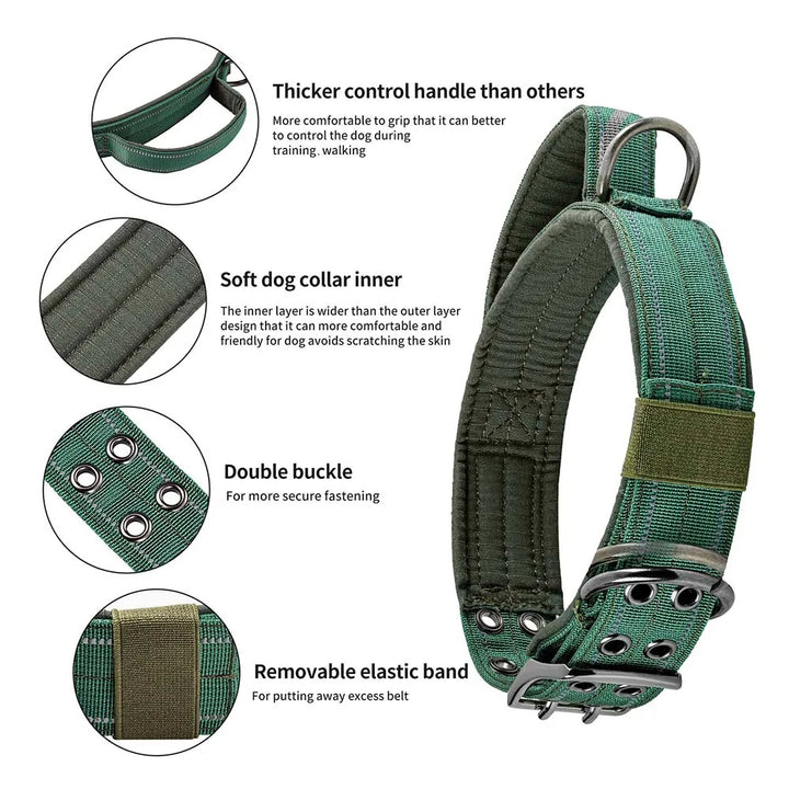 Heavy Duty Double Buckle Design Tactical Dog Collar - Military Grade Dog Collar