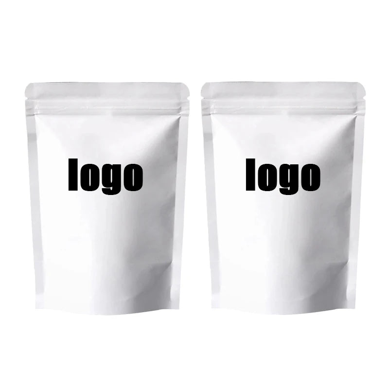 Customized Dried Fruit Candy Tea Gift White Kraft Paper Bags Stand Up Zip Lock