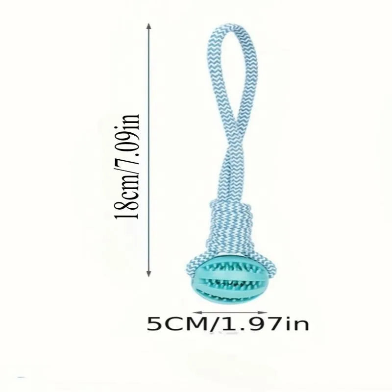 Cotton Rope & Rubber Dog Chew Ball, Treat Dispenser Toy Durable for Boredom