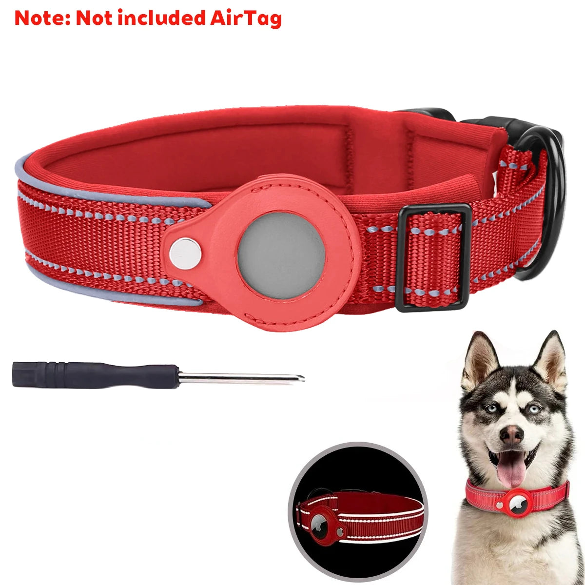 New For Apple Pet Dog Collar Anti-Lost Reflective Protective Tracker Dog Collar
