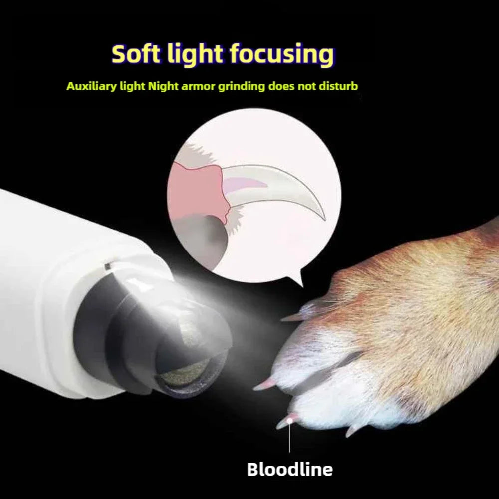 USB Rechargeable Pet Nail Grinder, Quiet Electric Dog Cat Nail Trimmer Clippers
