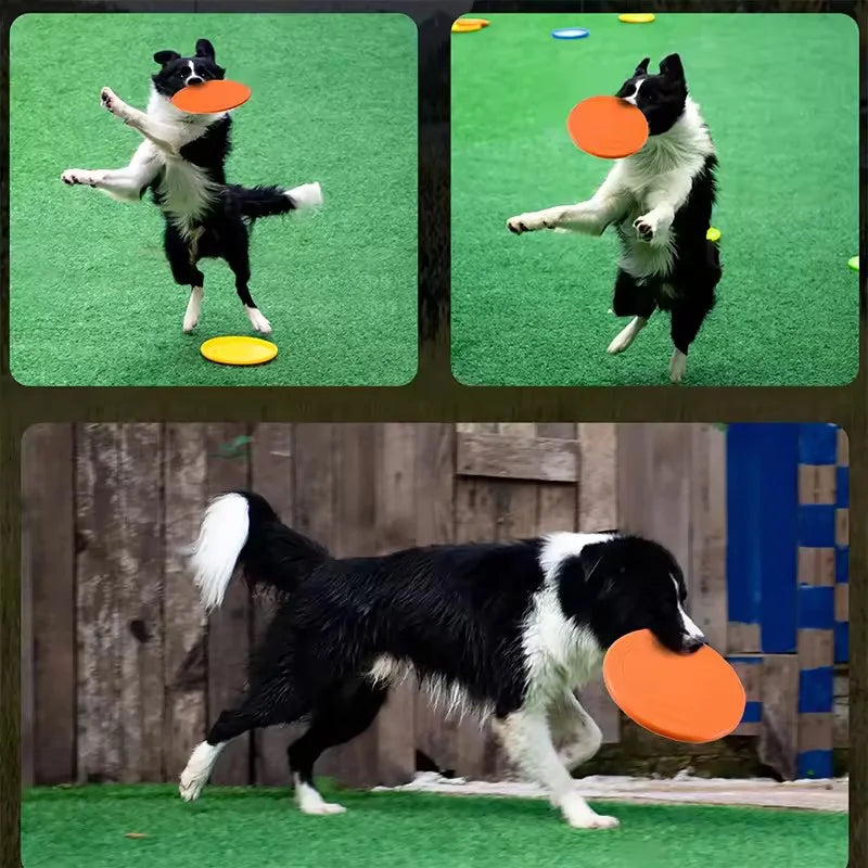 Durable Chewable Pet Training Frisbee Toy Tear Resistant Soft Rubber Flying Fetch