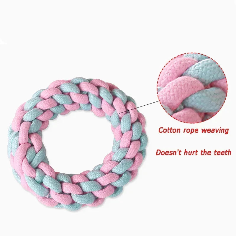 JUSTINLAU Pet Toys Anti-bite Teeth Cleaning Toys Pink Blue Mini Ball Cotton