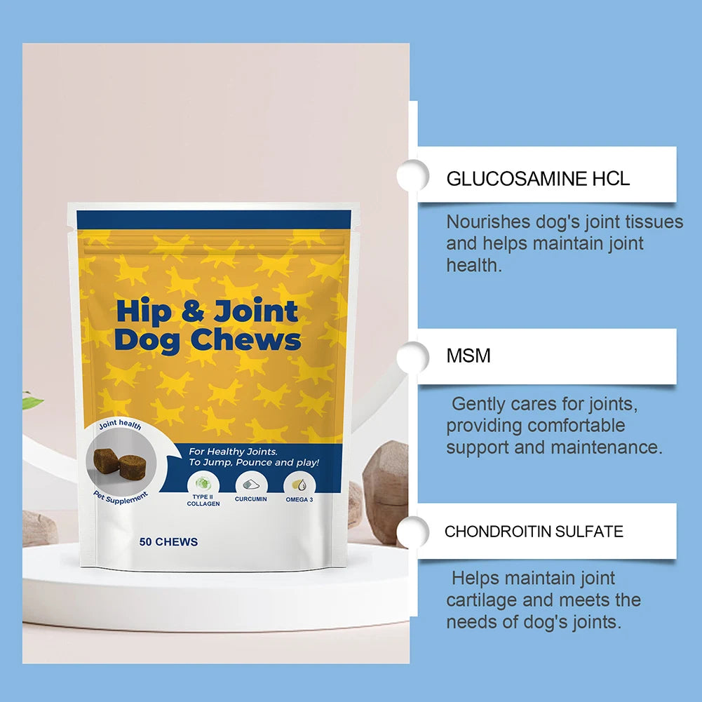 50 Counts Hip & Joint Supplement for Dogs Joint Chews Collagen Health