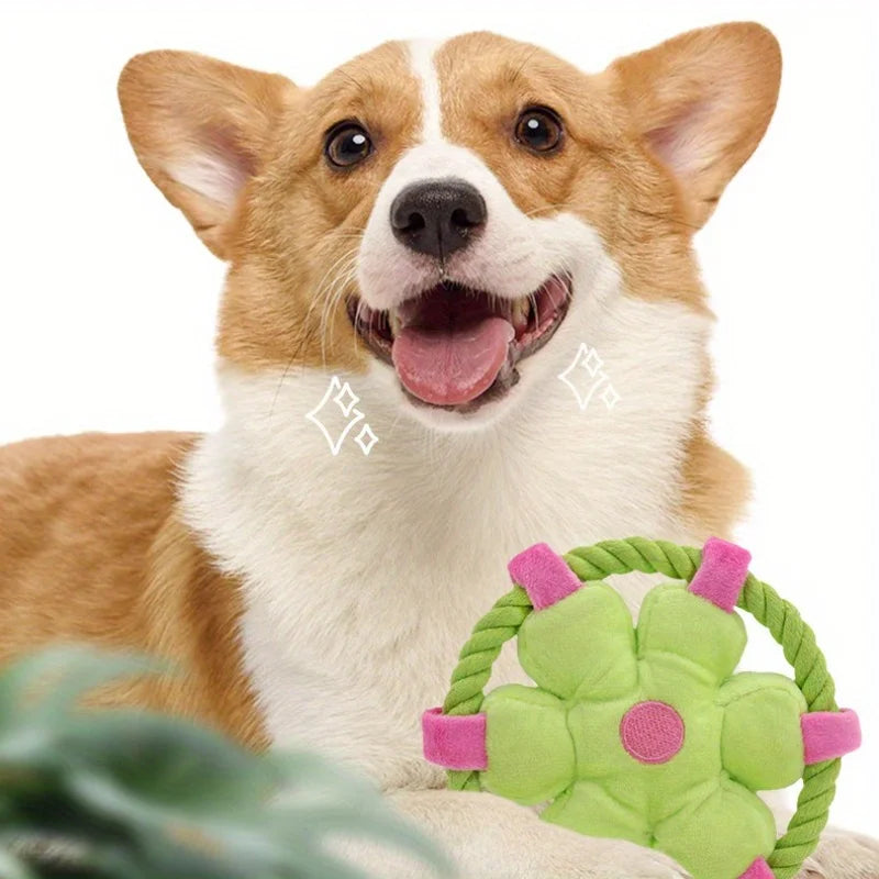 Durable Anti-Choking Soft Rope Loop Dog Chew Squeaky Toy Exercise Puppies