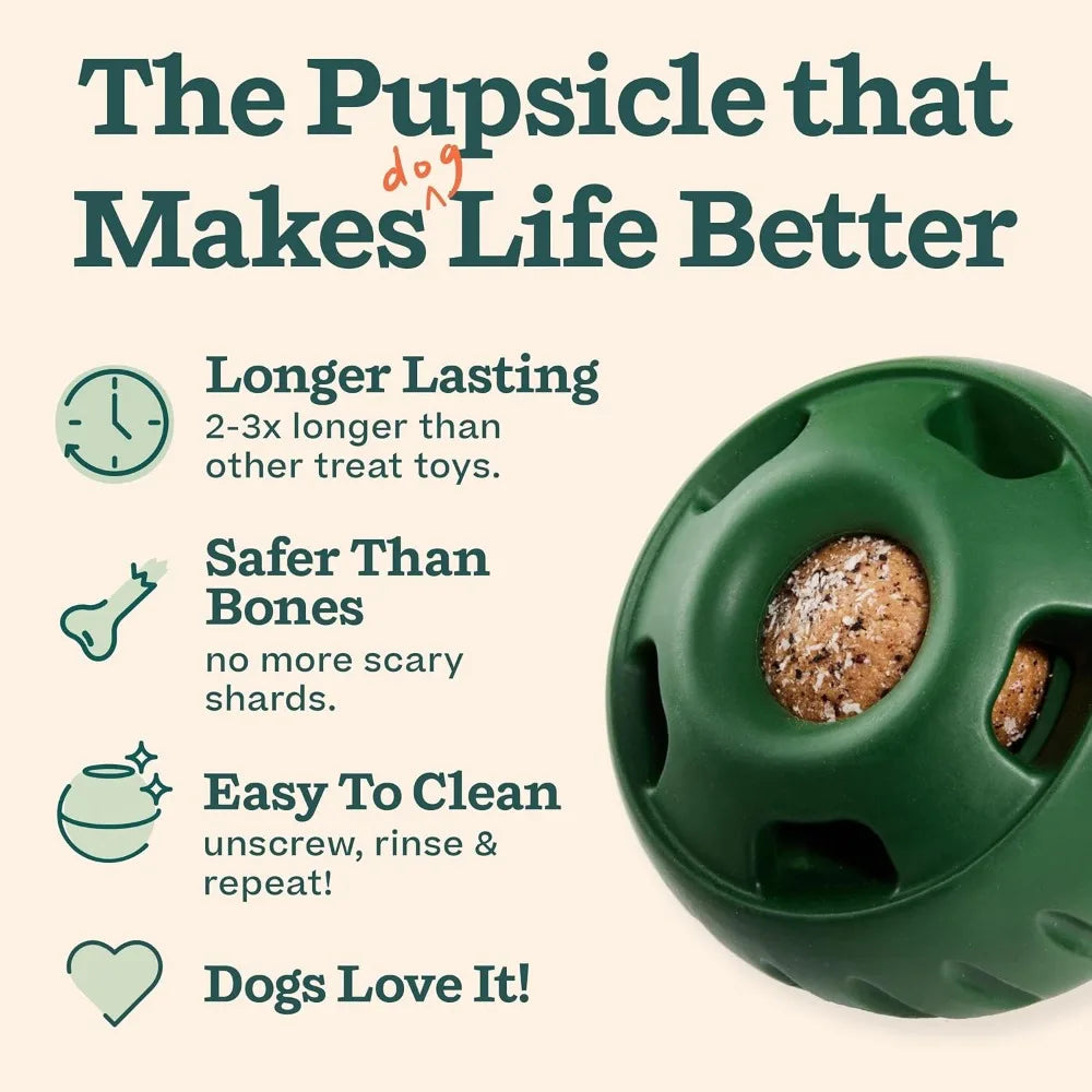 Interactive Dog Ball Toy with Treat Molds and Healthy Chicken Flavored Treats