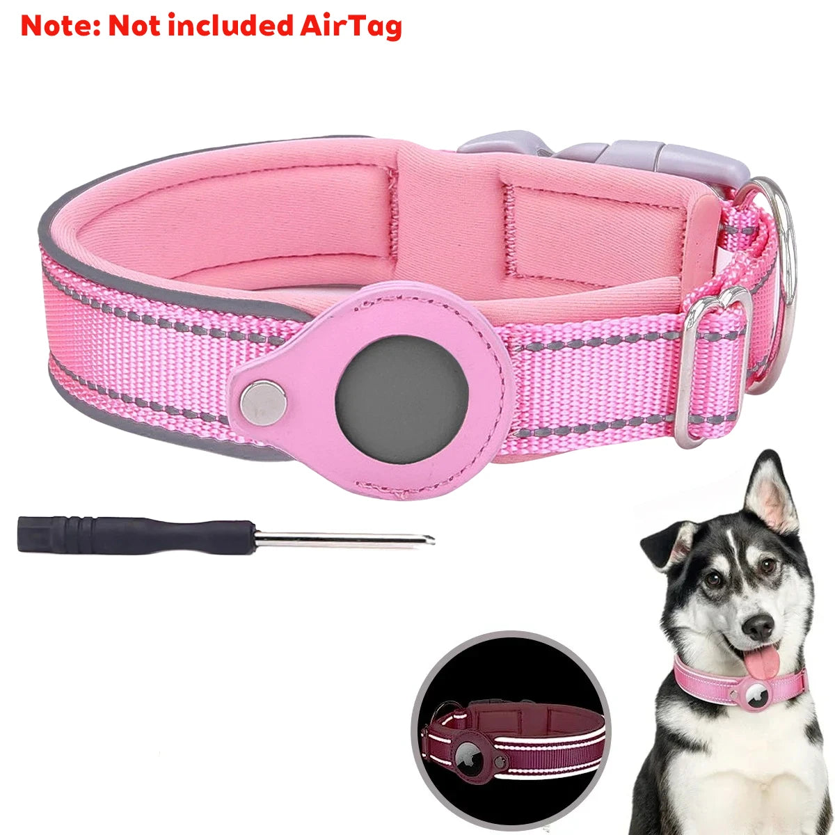New For Apple Pet Dog Collar Anti-Lost Reflective Protective Tracker Dog Collar