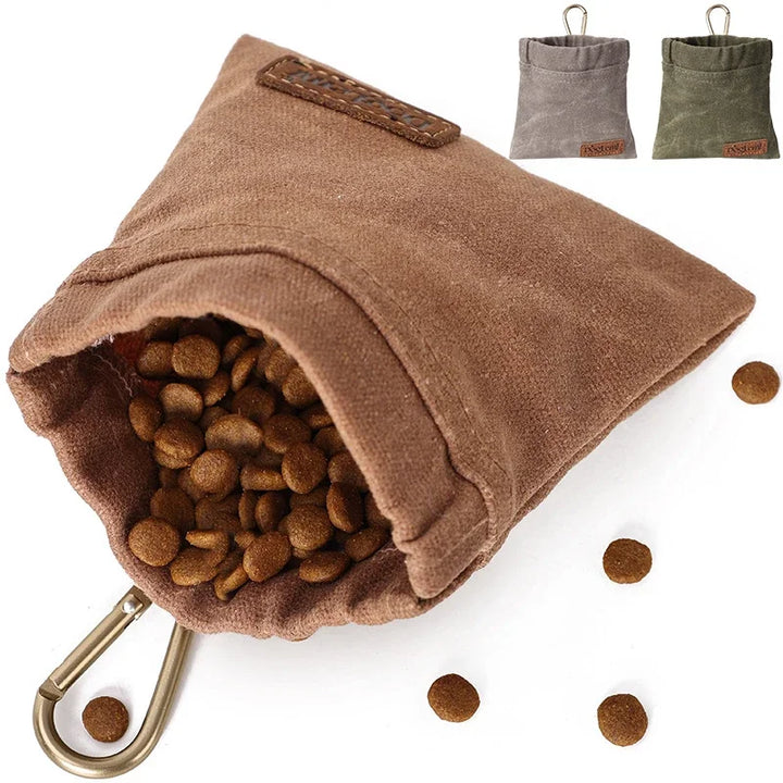 Walking Dog Snack Pocket with Carabiner Hands Free Pet Treat Bag Waist Pack