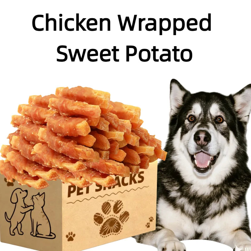 200g  Pet Snacks,Chicken Wrapped Sweet Potatos – Dog Chew Treats